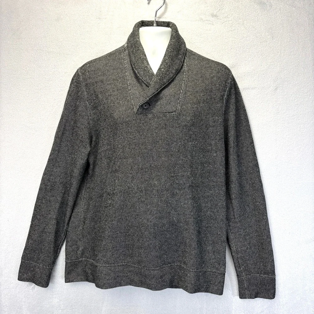 Banana Republic Shawl Collar Lightweight Sweater Mens Large Gray Pullover‎ Knit